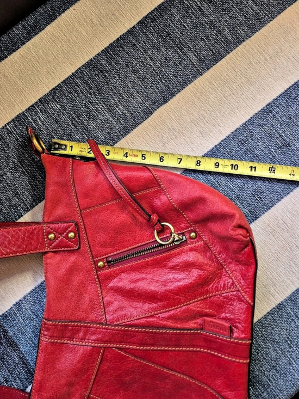 Fossil Pebbled Leather Tote in Red - Picture 9 of 16